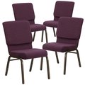 Flash Furniture 18.5"W Stacking Church Chair in Plum Fabric, 4PK 4-FD-CH02185-GV-005-GG